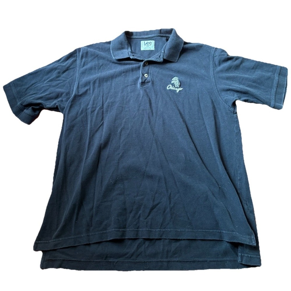 Vintage Chicago White Sox Shirt Mens XL Black MLB Baseball Polo LEE Sport